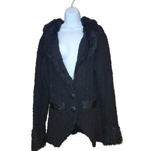 NWT Mode Lia Black Woven Cardigan Blazer Sz L soft